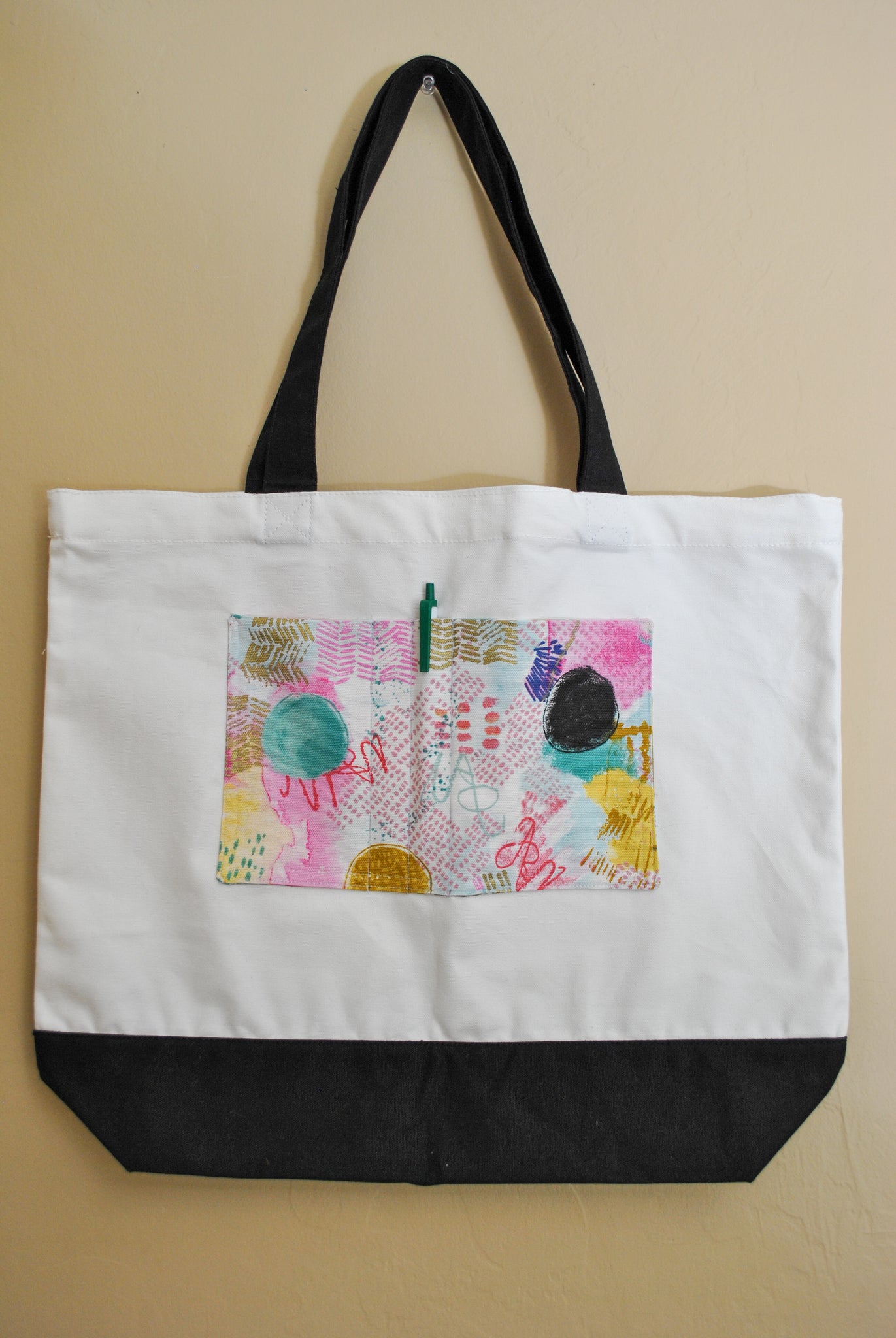 Multicolored Abstract Pocket Tote Bag