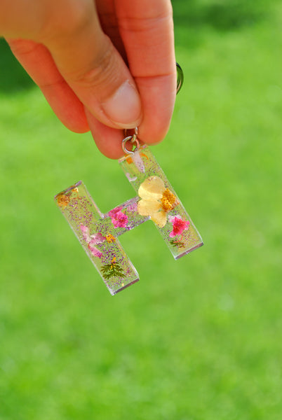 Mixed Floral Letter Key Chain