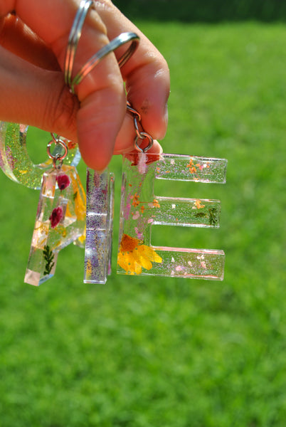 Mixed Floral Letter Key Chain