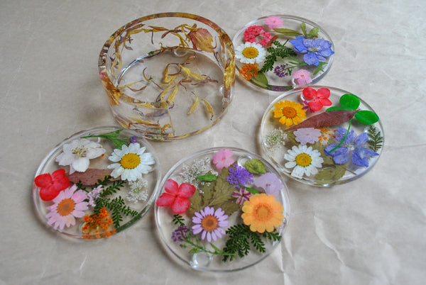 Pressed Flower Coaster Set