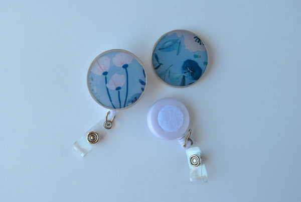 Blue Flower Garden Interchangeable Badge Reel