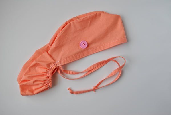 Salmon Pink Ponytail Surgical Scrub Cap