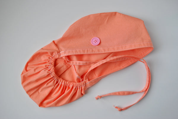 Salmon Pink Ponytail Surgical Scrub Cap